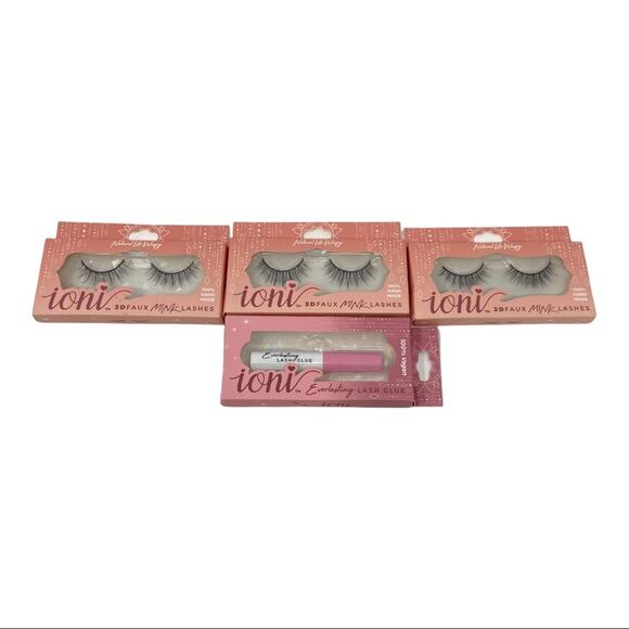 Ioni Natural Light Wispy 3D Faux Mink Lashes Handmade 3 Sets Of Lashes & 1 Glue - Picture 1 of 8